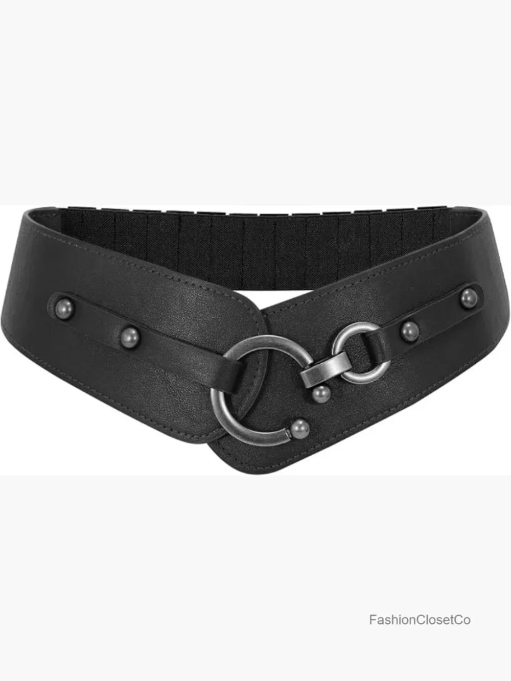 Vintage Wide Elastic Thick Stretch Belt with Interlock Buckle for Dress